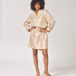 Satijnen jurk met v-hals - Gold