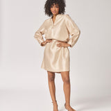 Satijnen jurk met v-hals - Gold