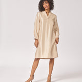 Satijnen jurk met v-hals - Gold