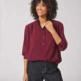 Soepelvallende blouse met rekker - Burgundy