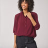 Soepelvallende blouse met rekker - Burgundy