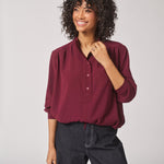 Soepelvallende blouse met rekker - Burgundy