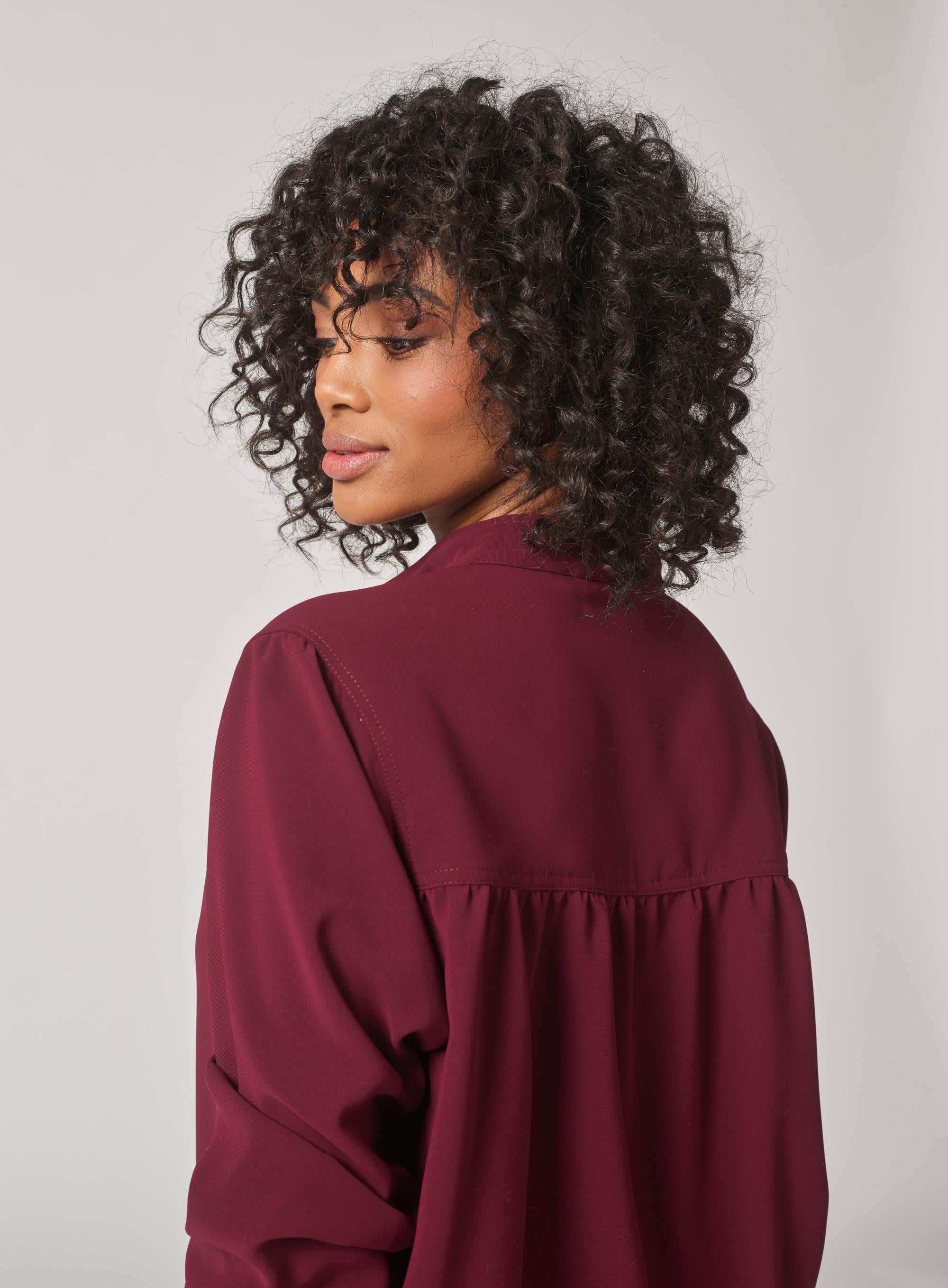 Soepelvallende blouse met rekker - Burgundy