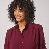 Soepelvallende blouse met rekker - Burgundy