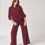 Soepelvallende blouse met rekker - Burgundy