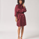 Korte jurk met opstaande kraag - Burgundy