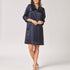 Satijnen jurk met v-hals - Navy