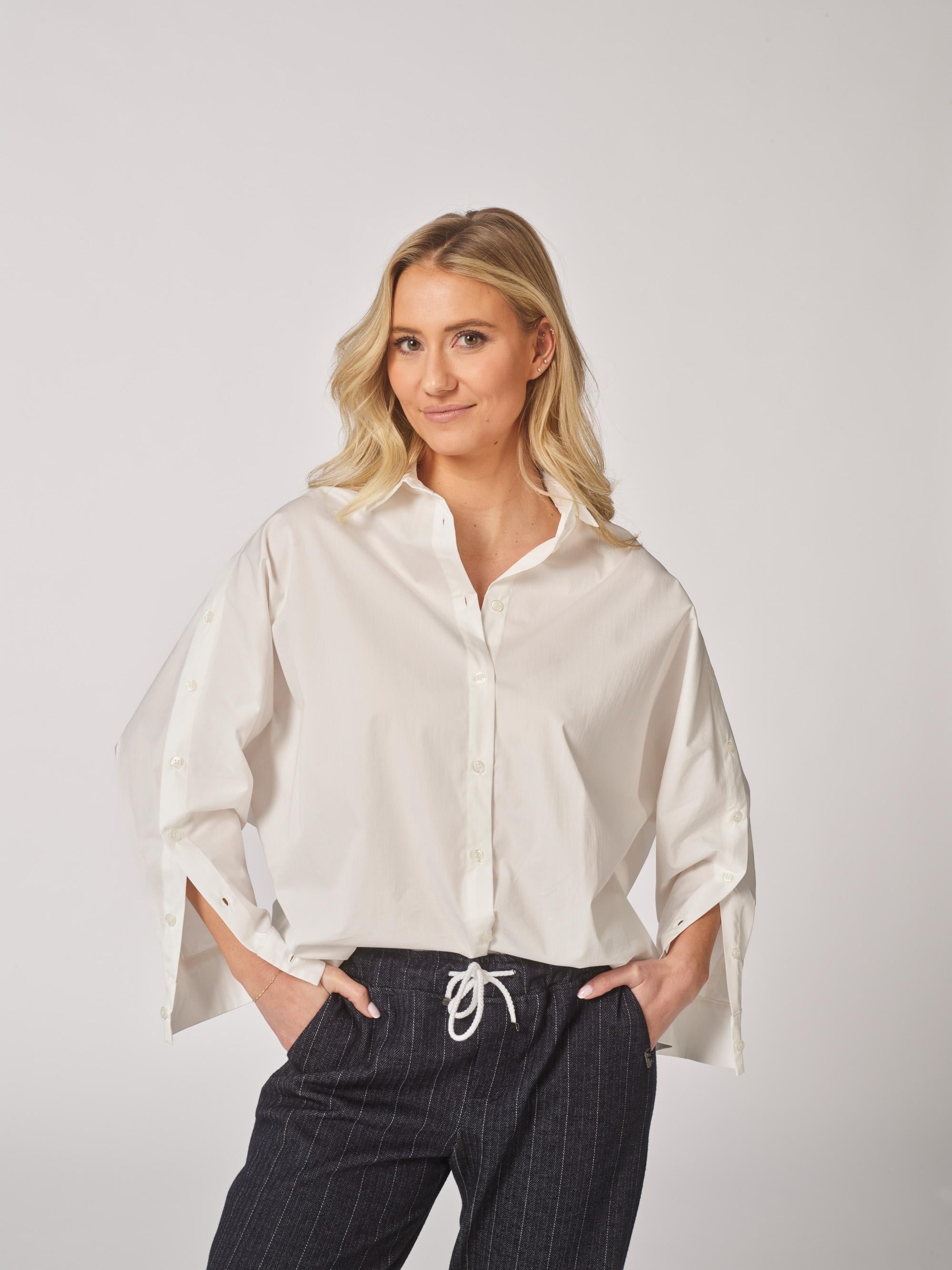 Oversized blouse met knoopdetail - White