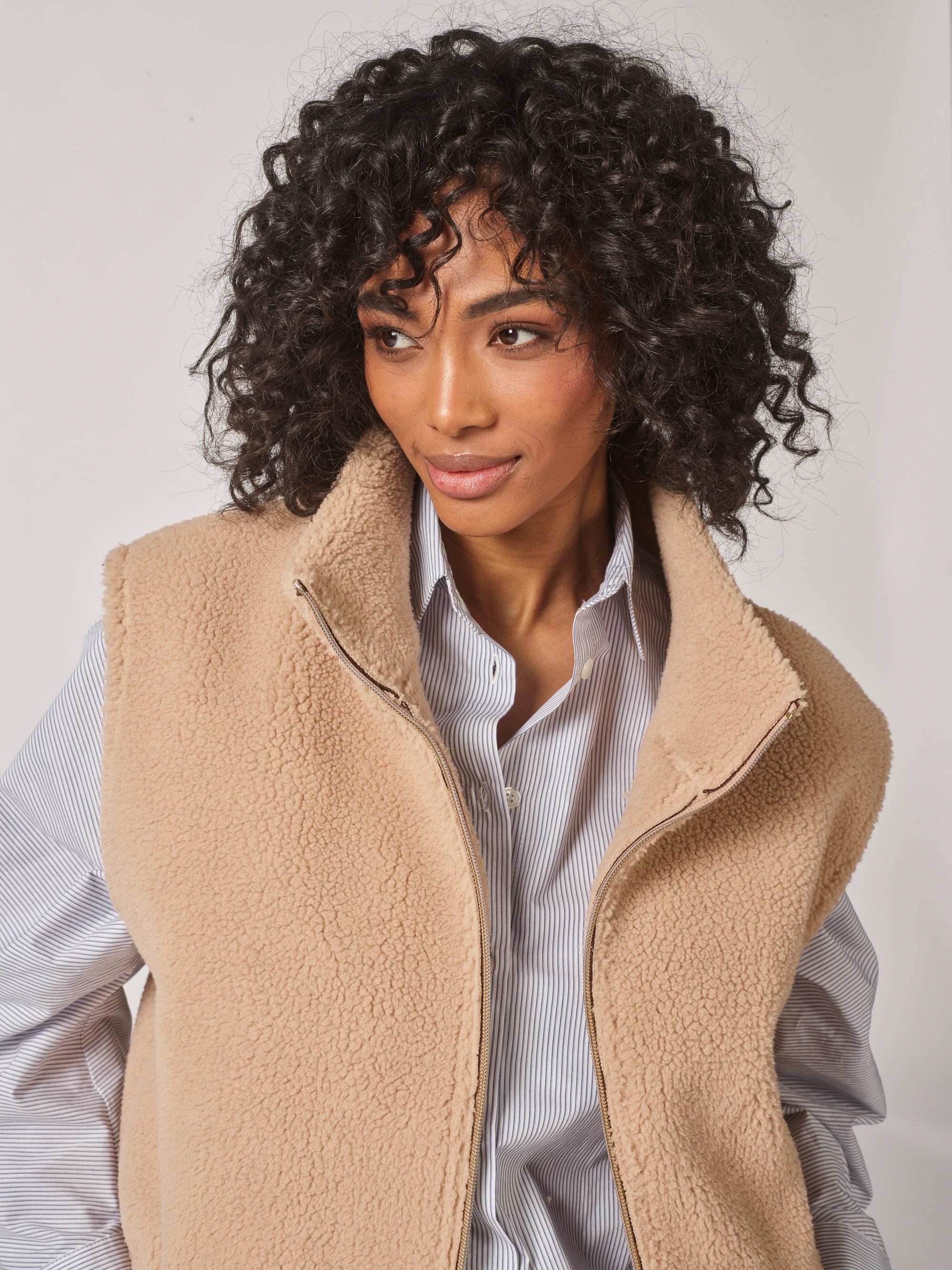 Teddy gilet met ritssluiting - Brown
