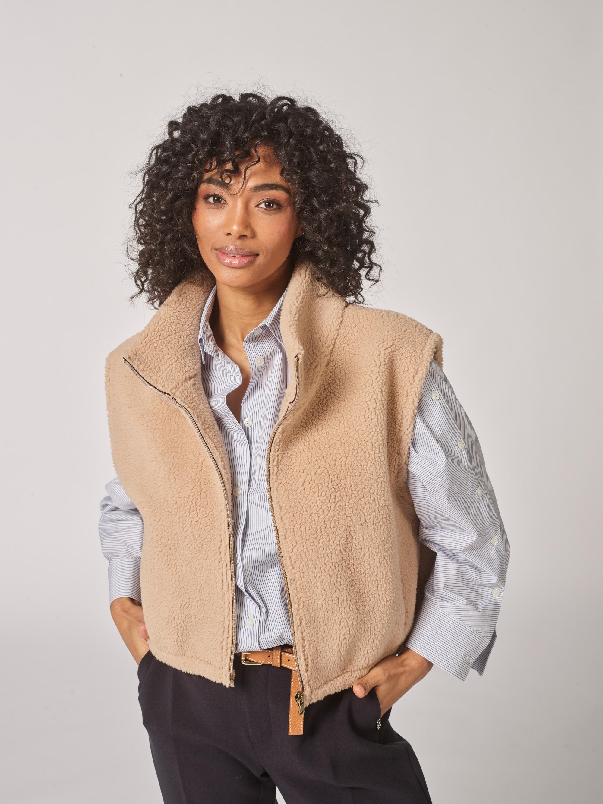 Teddy gilet met ritssluiting - Brown