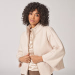 Teddy cape met driekwartsmouw - Ecru