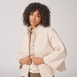 Teddy cape met driekwartsmouw - Ecru