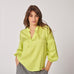 Blouse met fijne rekker aan mouw - Fluo yellow