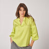 Blouse met fijne rekker aan mouw - Fluo yellow