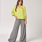 Blouse met frul aan mouw - Fluo Yellow