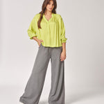 Blouse met frul aan mouw - Fluo Yellow