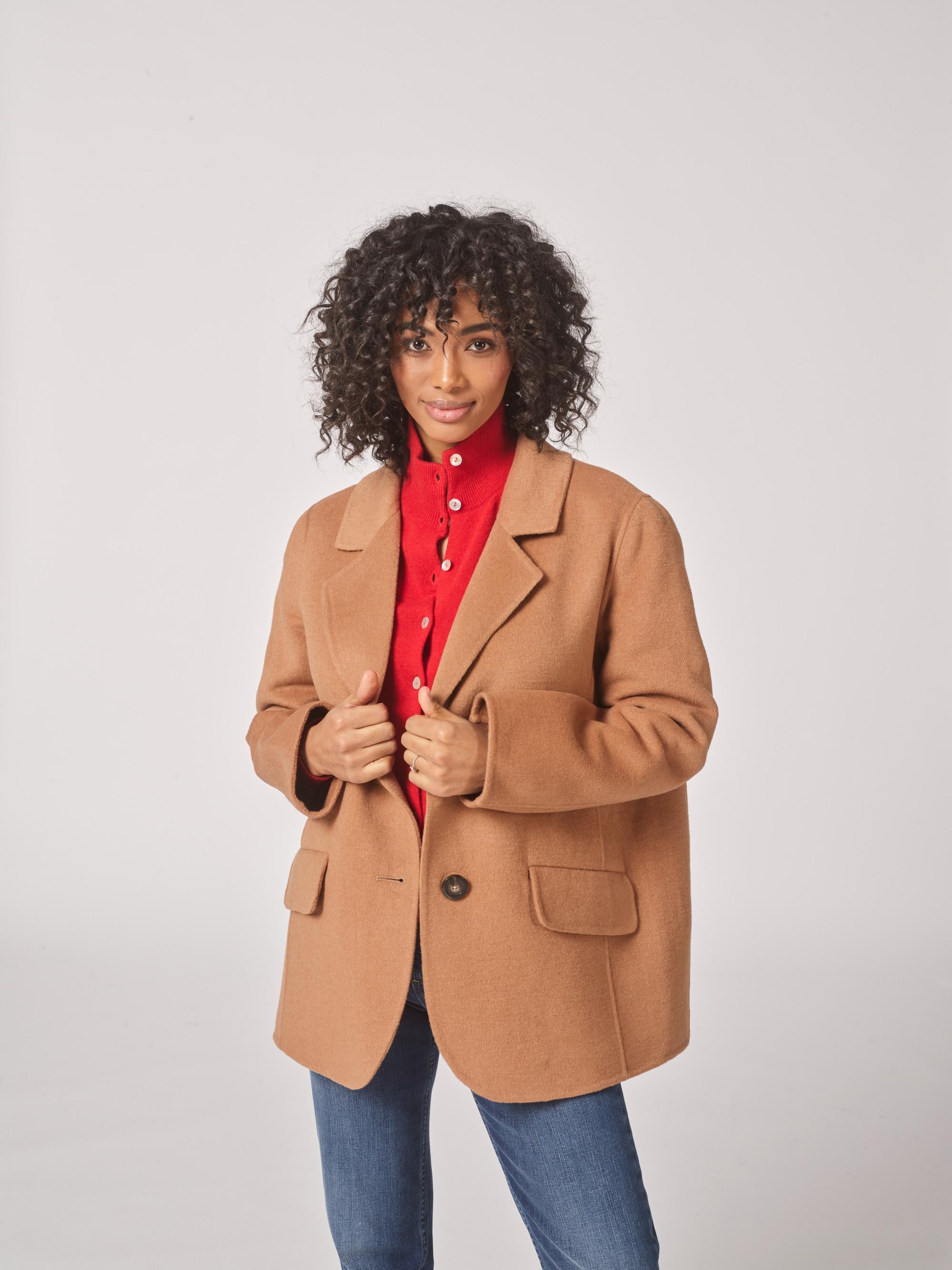 Klassieke mantel met rechte snit - Camel