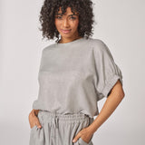 Blouse met elastische mouwdetail - Grey Sparkle