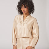 Satijnen blouse met mouwdetail - Gold