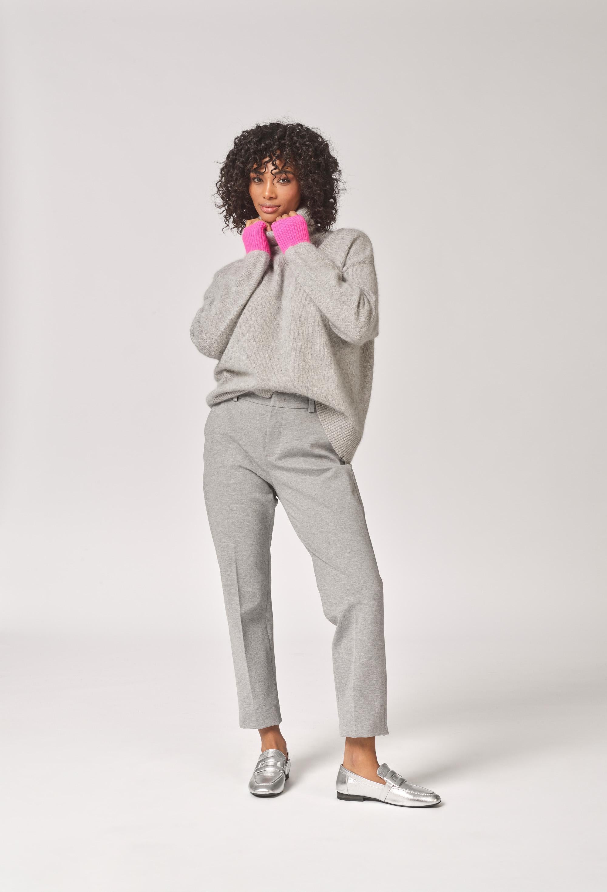 Rolkraag met kleur accent - Grey