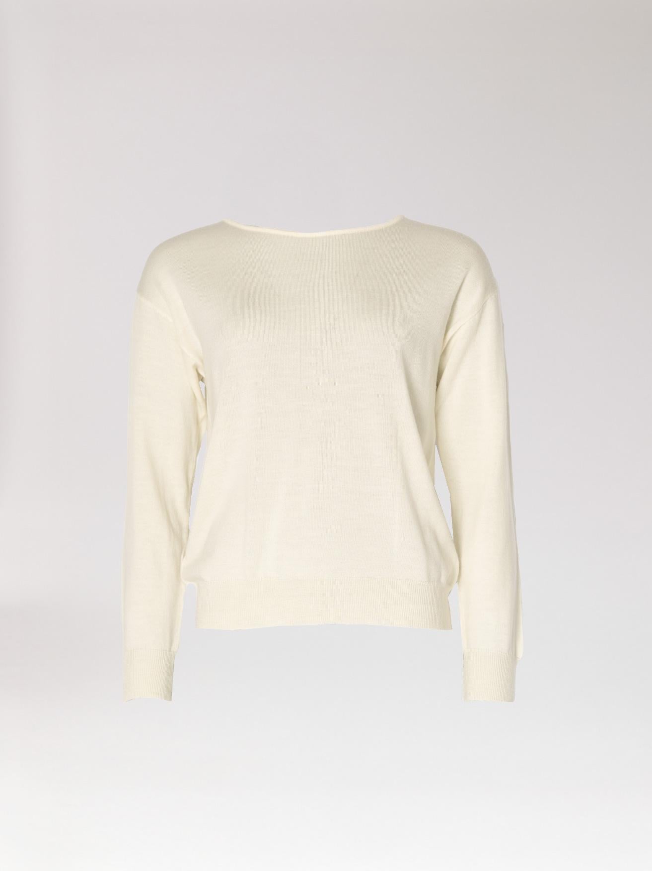 Fijne pull met ronde hals - Ecru