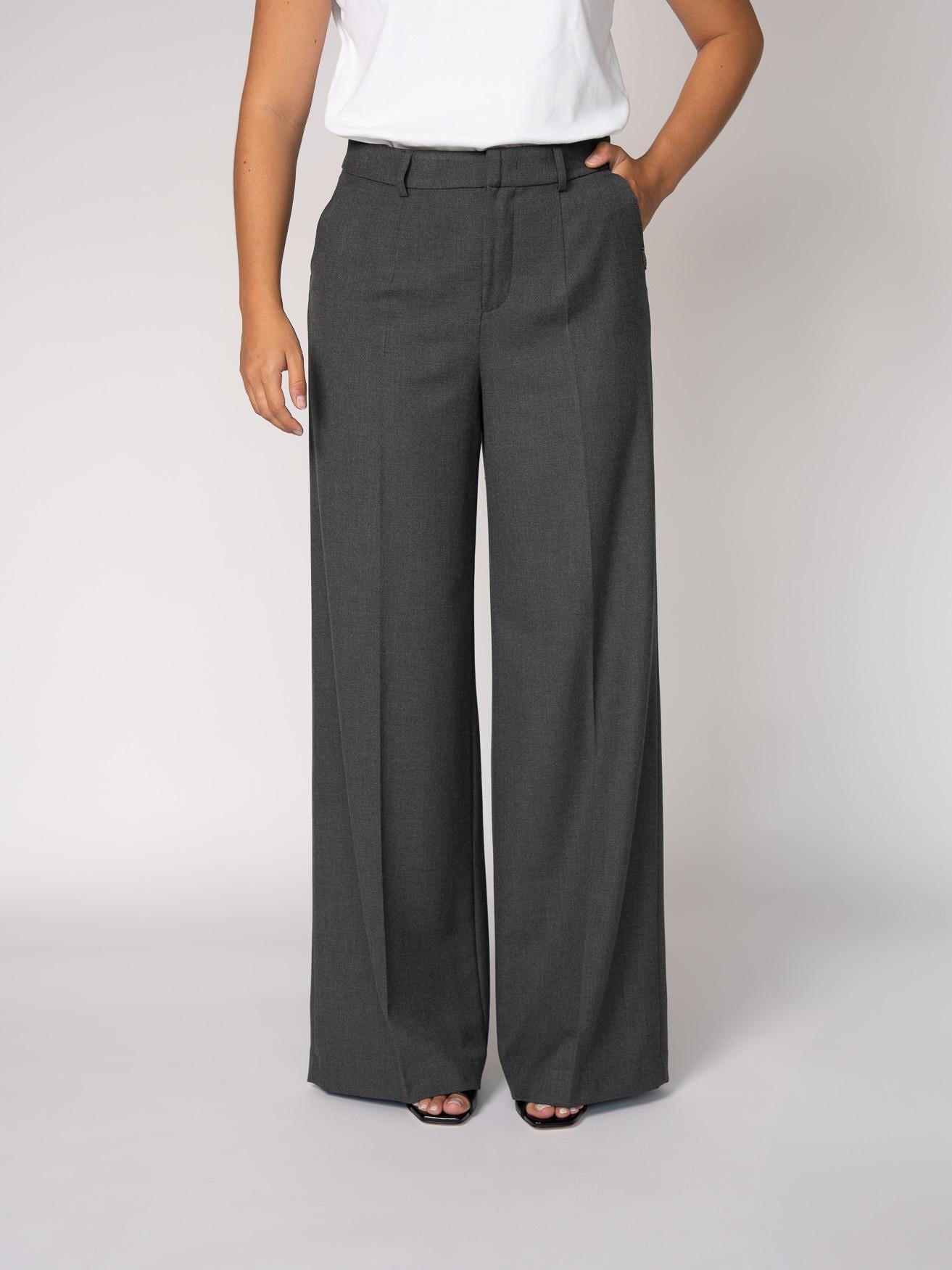 Wijde broek met hoge taille - Dark Grey