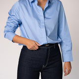 Katoenen blouse met knoopsluiting - Light Blue