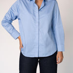 Katoenen blouse met knoopsluiting - Light Blue