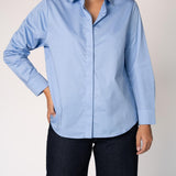 Katoenen blouse met knoopsluiting - Light Blue