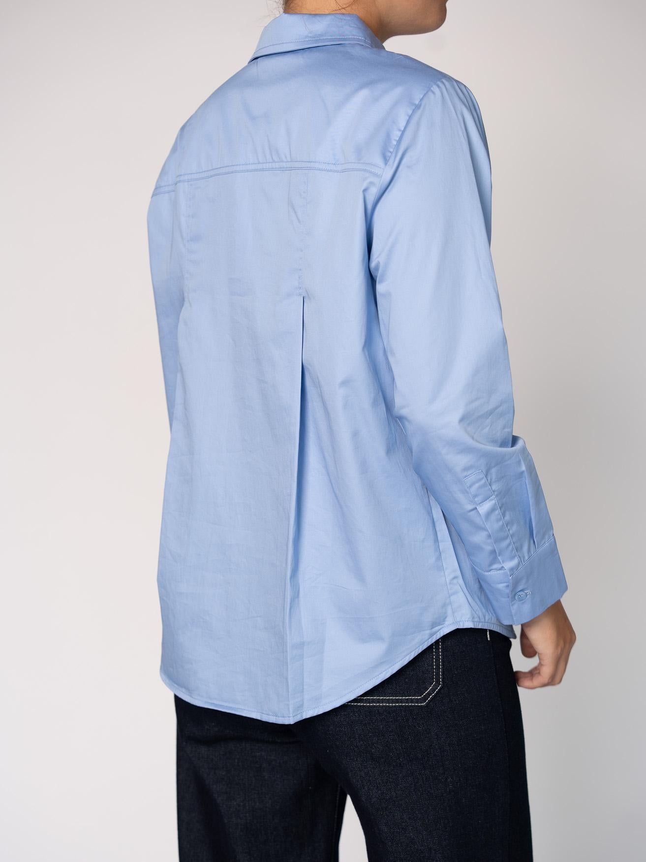 Katoenen blouse met knoopsluiting - Light Blue
