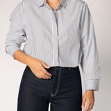 Katoenen blouse met knoopsluiting - Grey Stripe
