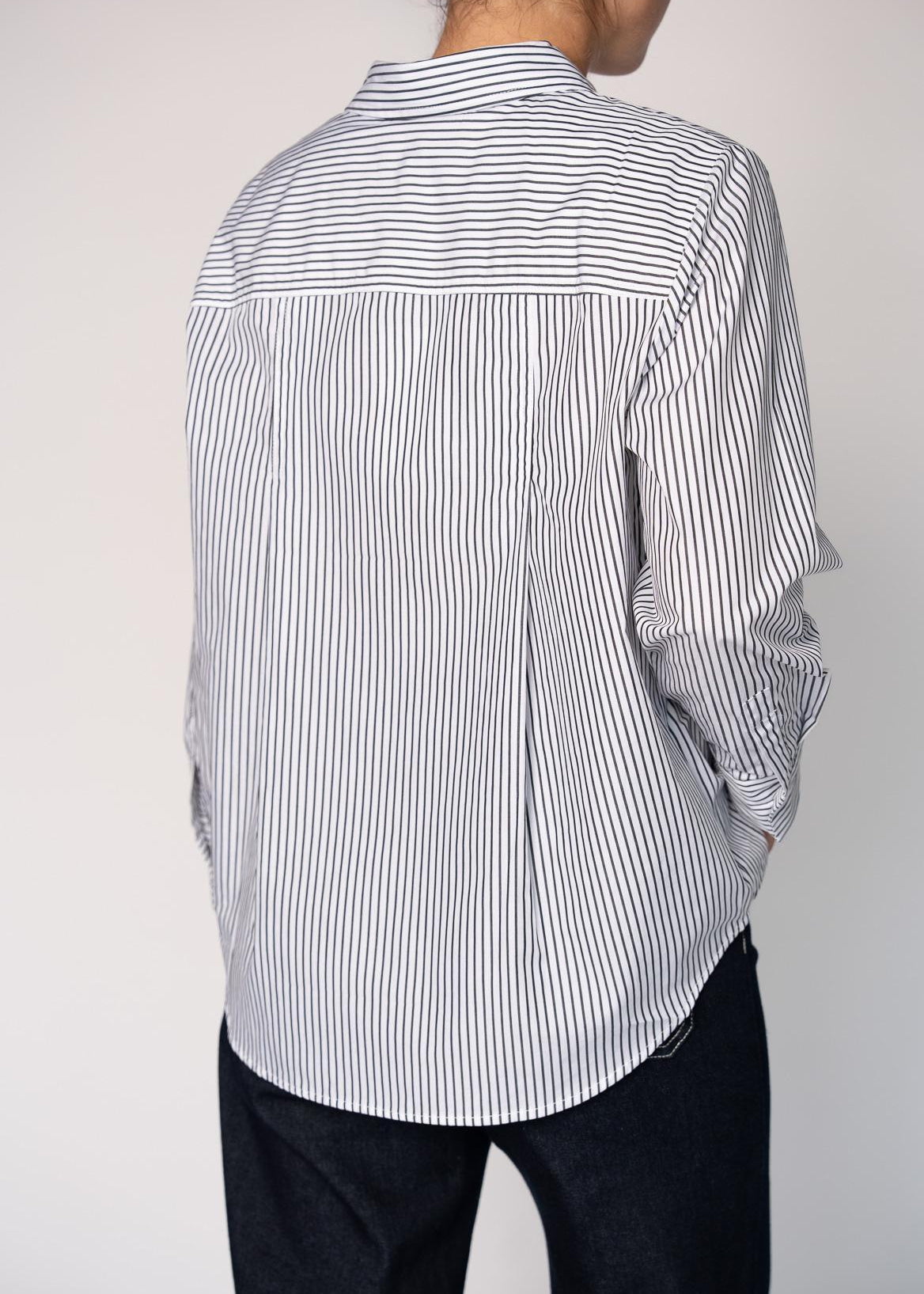 Katoenen blouse met knoopsluiting - Grey Stripe