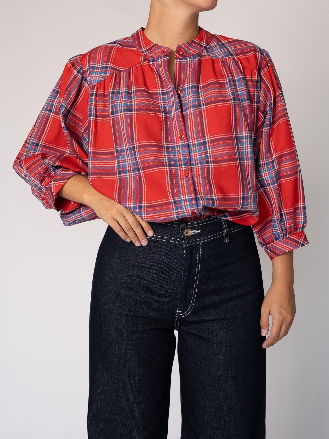 Hemd met oversized mouwen - Multicolour Red