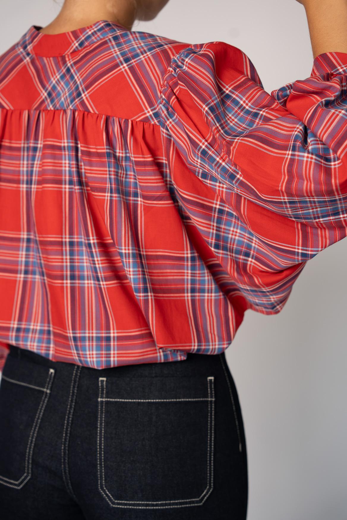 Hemd met oversized mouwen - Multicolour Red