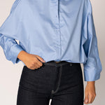 Oversized blouse met knoopdetail - Light blue