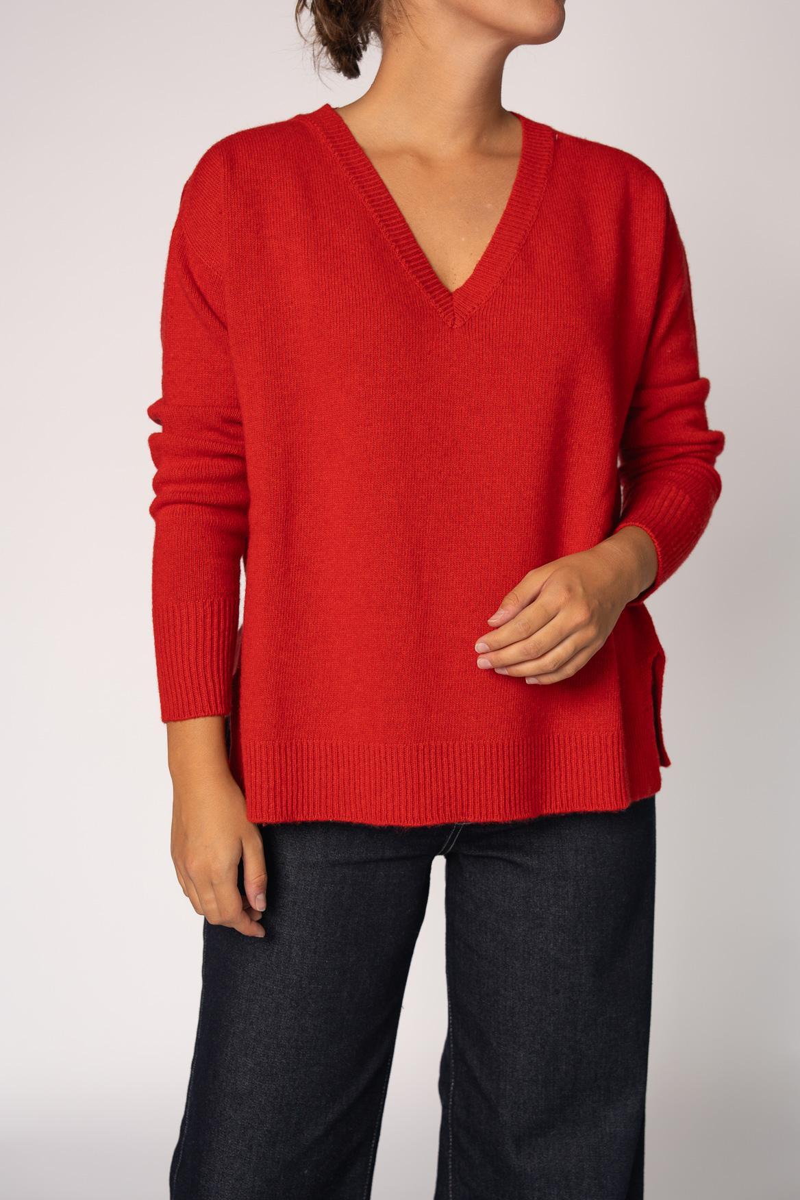 v-hals pull - Red