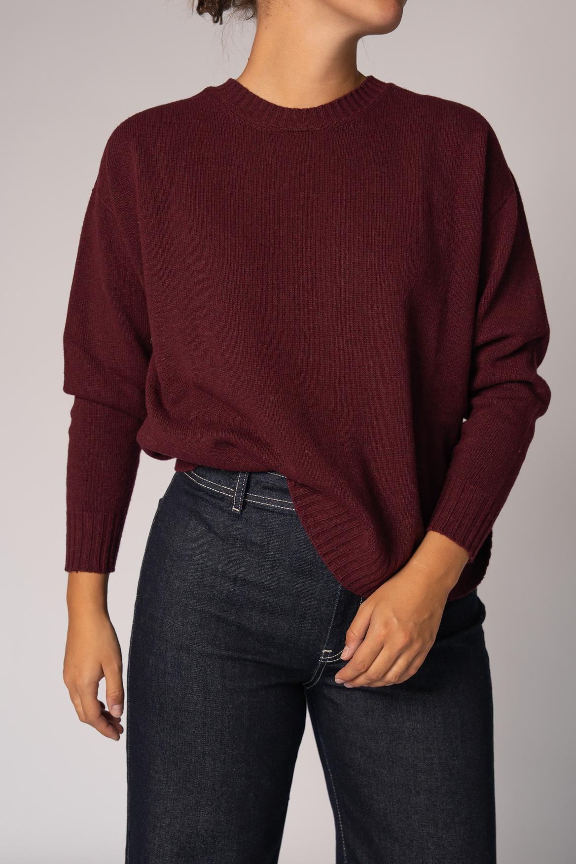 Losse pull met ronde hals - Burgundy
