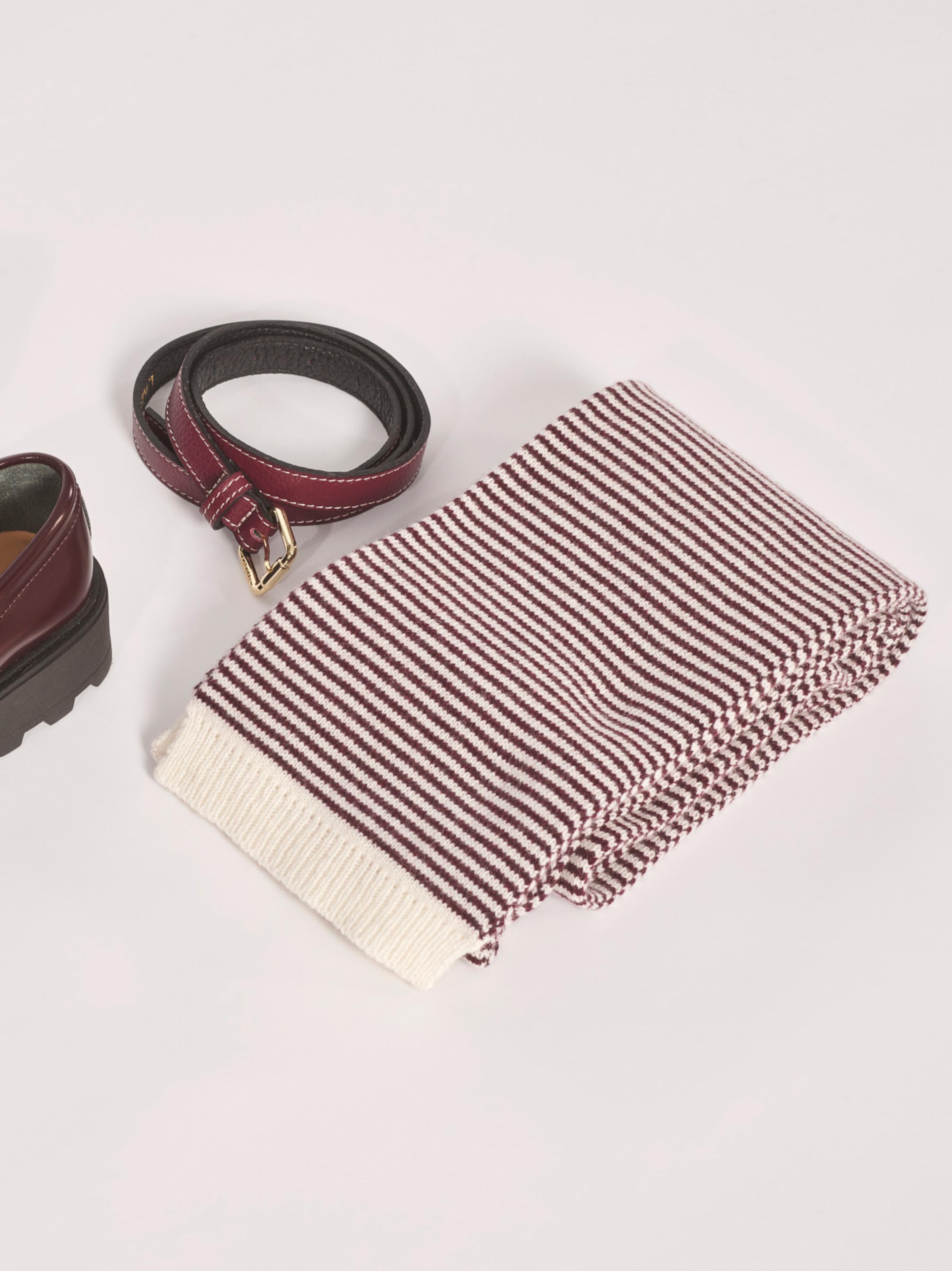 Fijne sjaal - Ecru / Burgundy