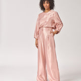 Blouse in satijn met mouw detail - Light Pink