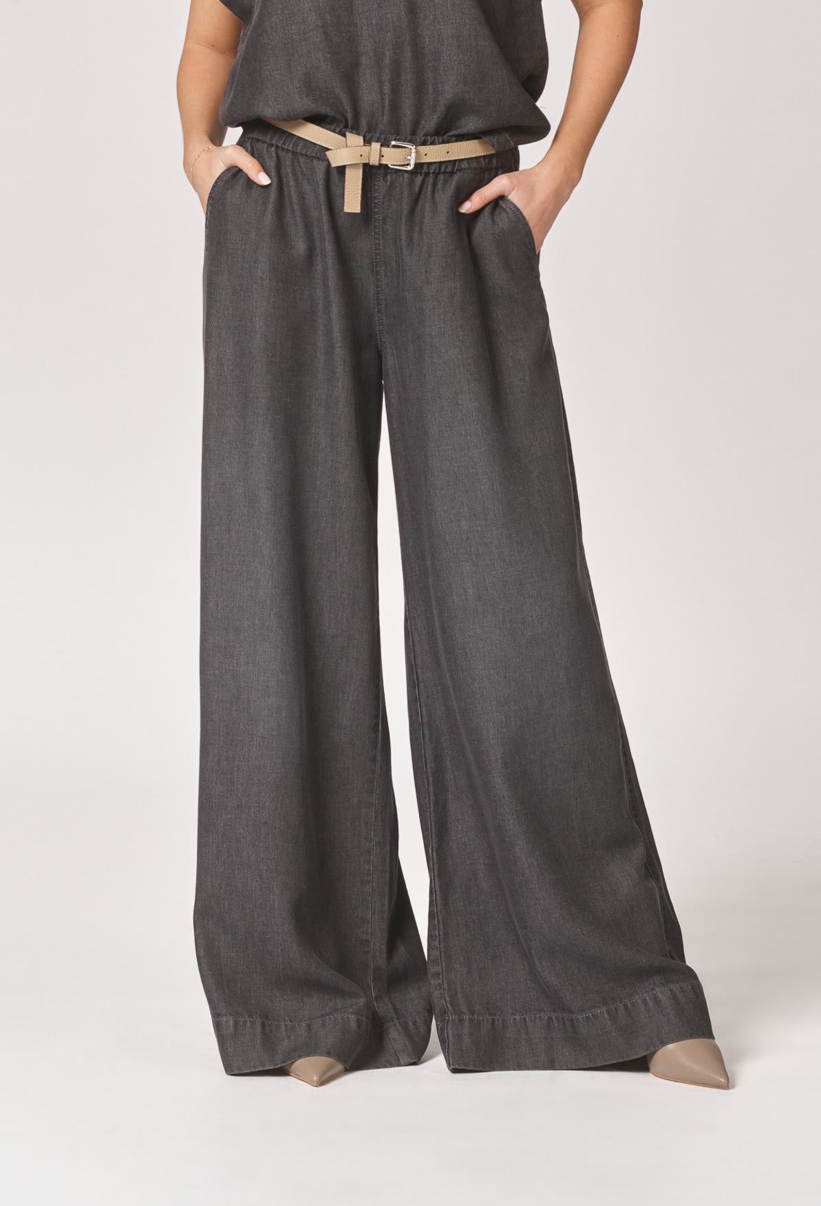 Wijde broek met rekker - Dark Grey