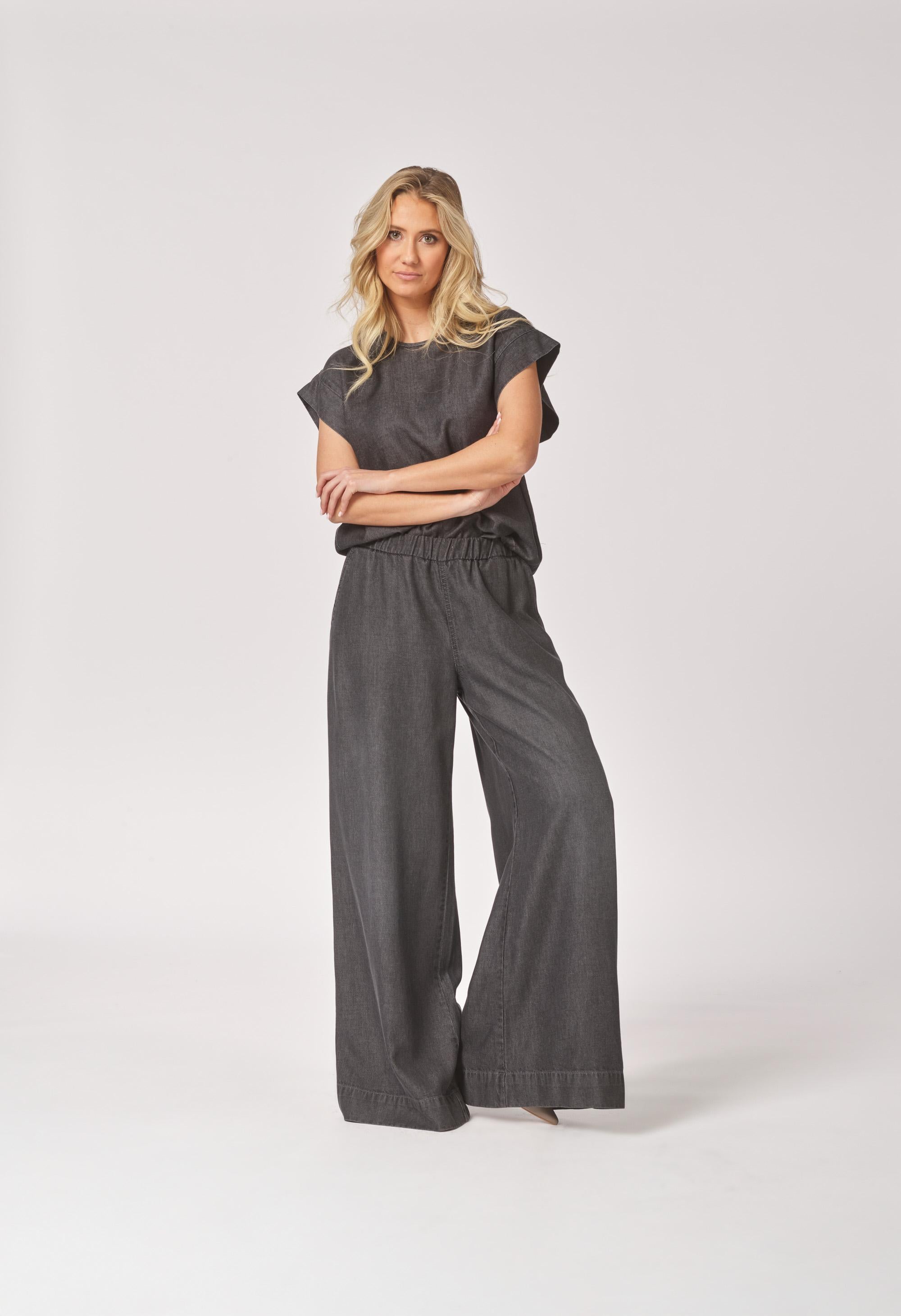 Wijde broek met rekker - Dark Grey