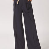 Wijde broek met bandplooi - Navy
