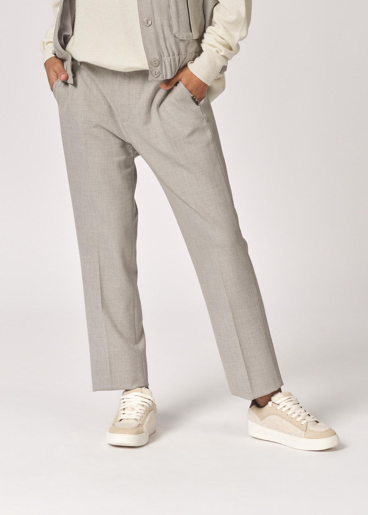 Broek met smalle pijpen - Light Grey