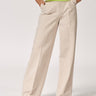 Stretch broek met wijde pijpen - Beige
