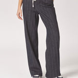 Stretch broek met wijde pijpen - Navy