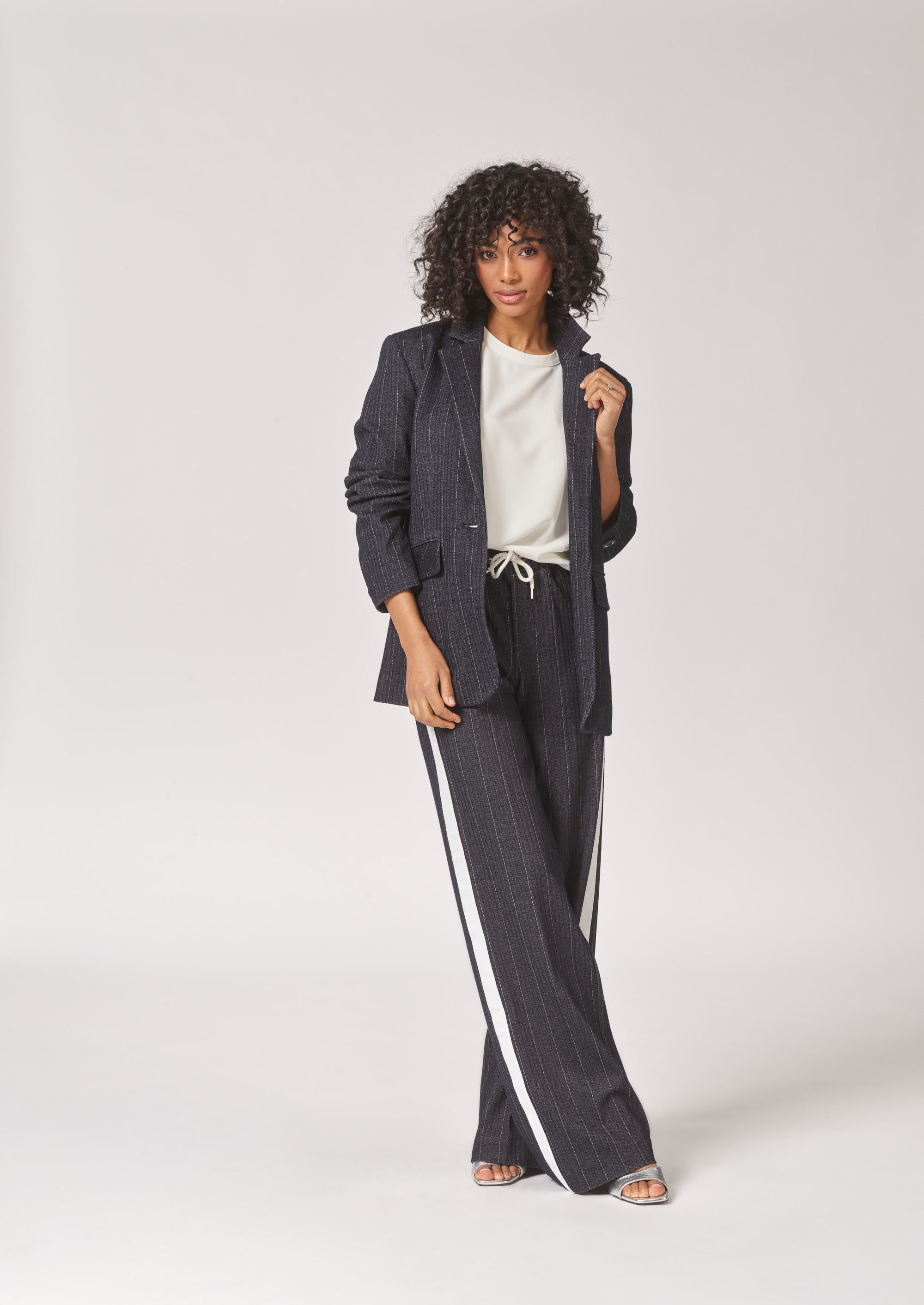 Comfy broek met brede pijpen - Navy Stripe