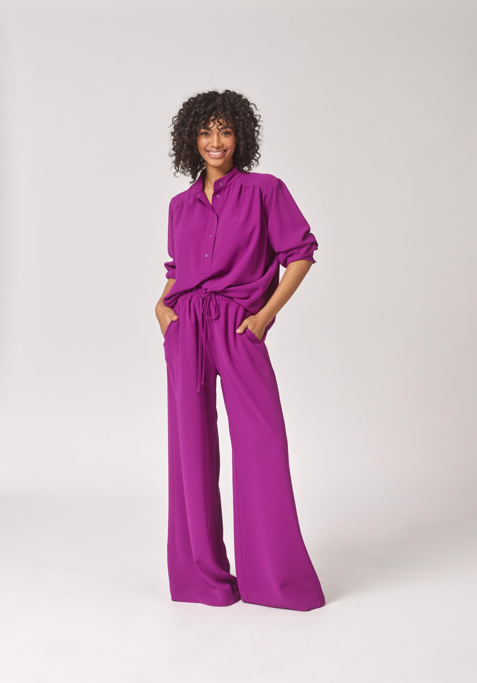 Wijde broek in crêpe - Violet