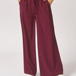 Wijde broek in crêpe - Burgundy