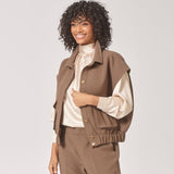 Mouwloze bomberjas met zakken - Dark Taupe