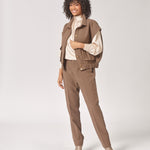 Mouwloze bomberjas met zakken - Dark Taupe